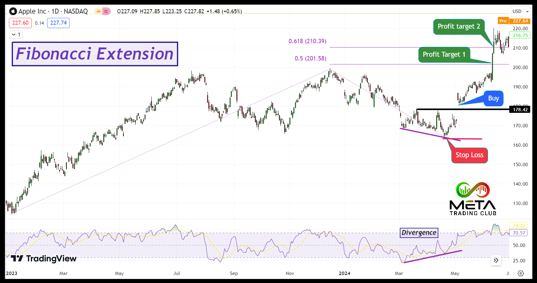 fibonacci levels in order to set profit target